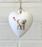 Cavapoo Blonde Ceramic Heart Bauble