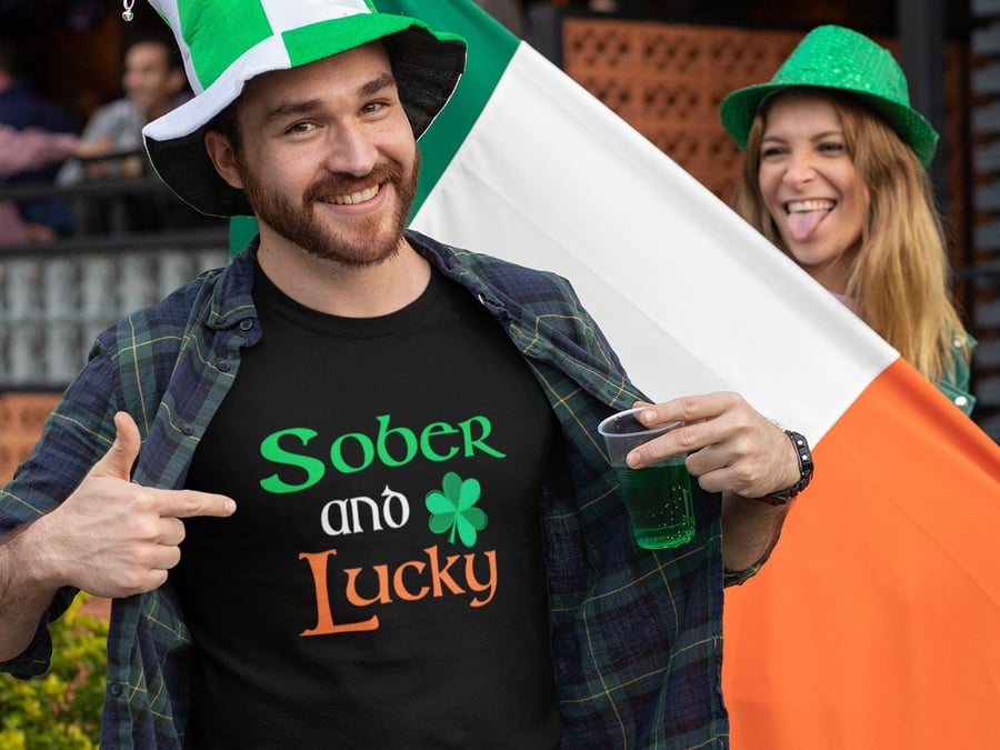 Lucky Sober St Patrick s Day shirt Sobriety gift, NA gift, AA gift Shirt for St 