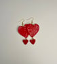 Polymer Clay - Red Heart Earrings