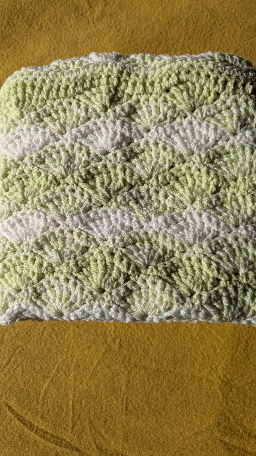 Light green white sparkle baby blanket 