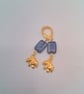 Navy Rectangular Bead Earrings with a Gold Plated Elephant Charm, Gift for Her - Image 3