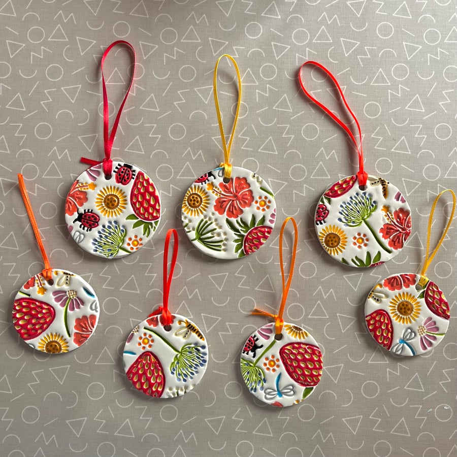 Handmade Summer Ceramic Hanger, Hanging Summer Decoration