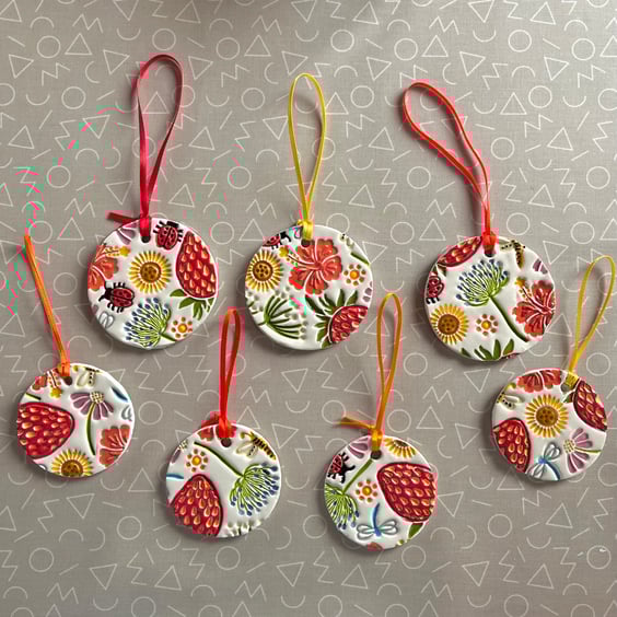 Handmade Summer Ceramic Hanger, Hanging Summer Decoration