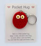 Ruby Red Pocket Hug Owl Keychain Cute Bag Charm - Image 8