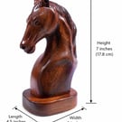 Hand Carved Wooden Horse Head Sculpture - Rustic Handmade Horse Ornament