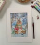 January Bunny - Bunny art - Children's room decor