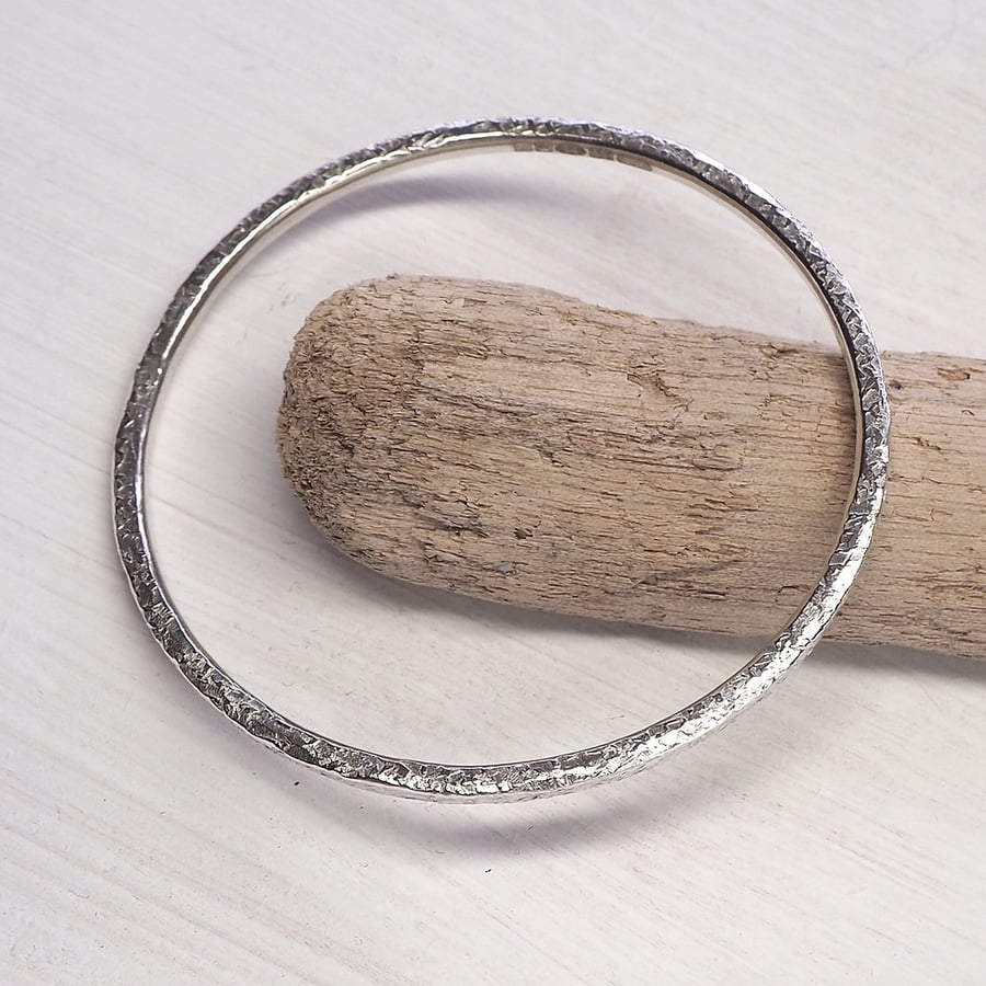 SMALL Silver Bangle, Sterling Silver Hallmarked Bangle Bracelet