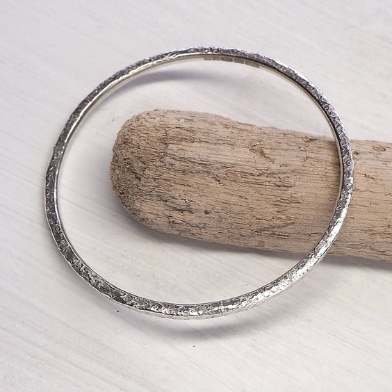 SMALL Silver Bangle, Sterling Silver Hallmarked Bangle Bracelet