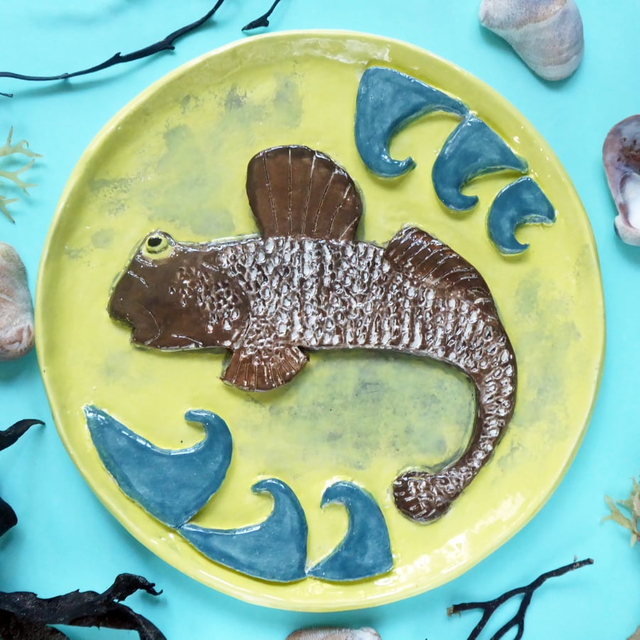Mudskipper Ceramic Plate - Hand Sculpted - by Jacqueline Talbot Designs