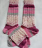 Hand-cranked Knitted Ribbed Wool Socks Size 4 to 5 - Image 4