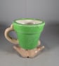 Small Ceramic Green Garden Home Plant Flower Herb Pot Mug Planter Container. - Image 3