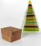 Fused glass Christmas tree in shades of blue glass with yellow glass star  - Image 3