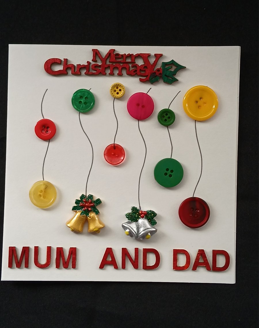 Handmade, mum and dad christmas card 