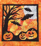 Bats & Pumpkin Halloween Pattern Art Quilt 