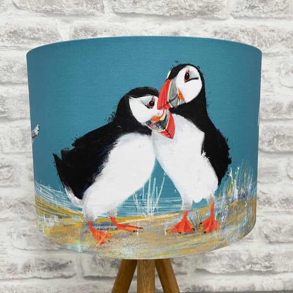 Handmade Puffin Art Lampshade 