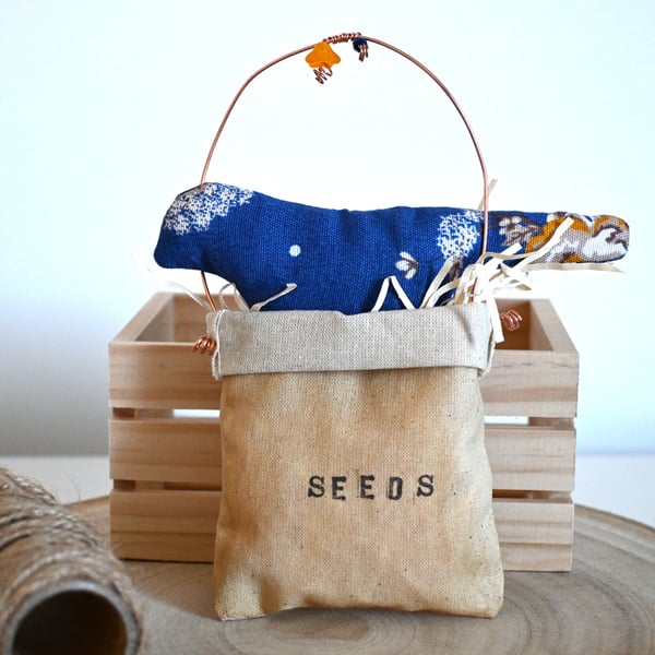 blue bird seed bag 