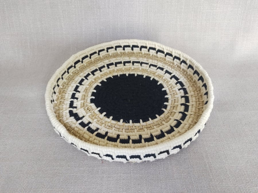 Monochrome Rope Basket Small Macrame Catchall Bowl Boho Storage Tray