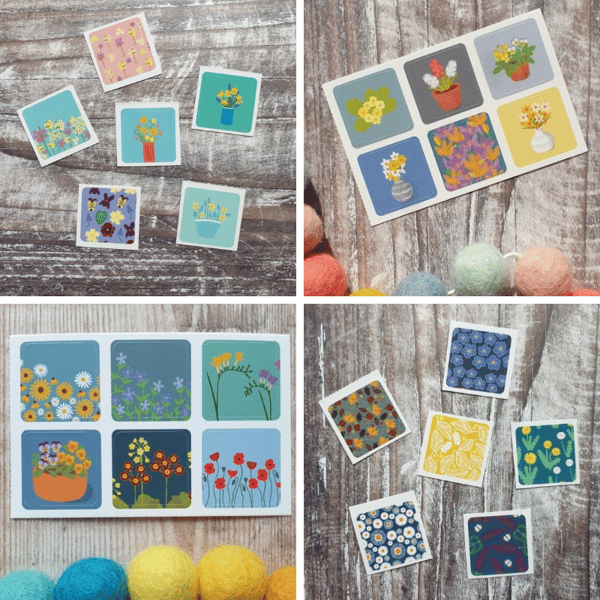 Flowers Envelope Stickers - 24 mini stickers