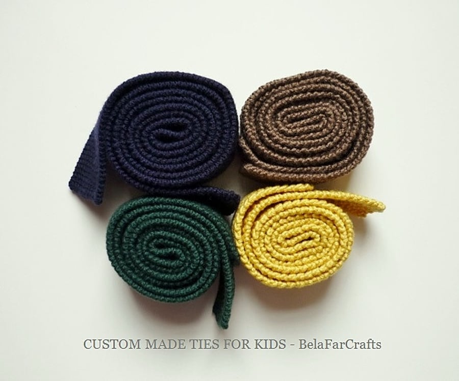 MADE TO ORDER boys' neckties, Toddlers hand knitted ties, Pageboy wedding ties