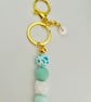 Mint Green  and white Keyring or purse charm 