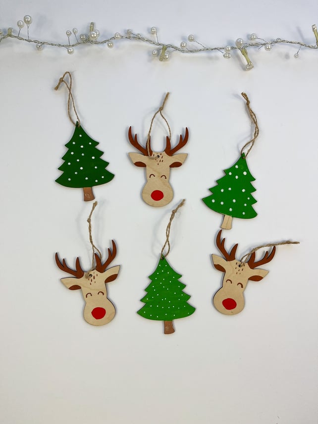 Rudolph and Festive Trees Ornaments