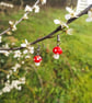 Mushroom Earrings, Glass Lampwork Beads