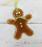 Fused Glass Gingerbread Person has Stitch Decoration & Lime Green Embellishments - Image 3