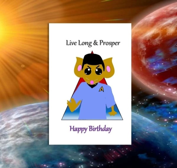 Live Long & Prosper Spock Mouse Birthday Card 