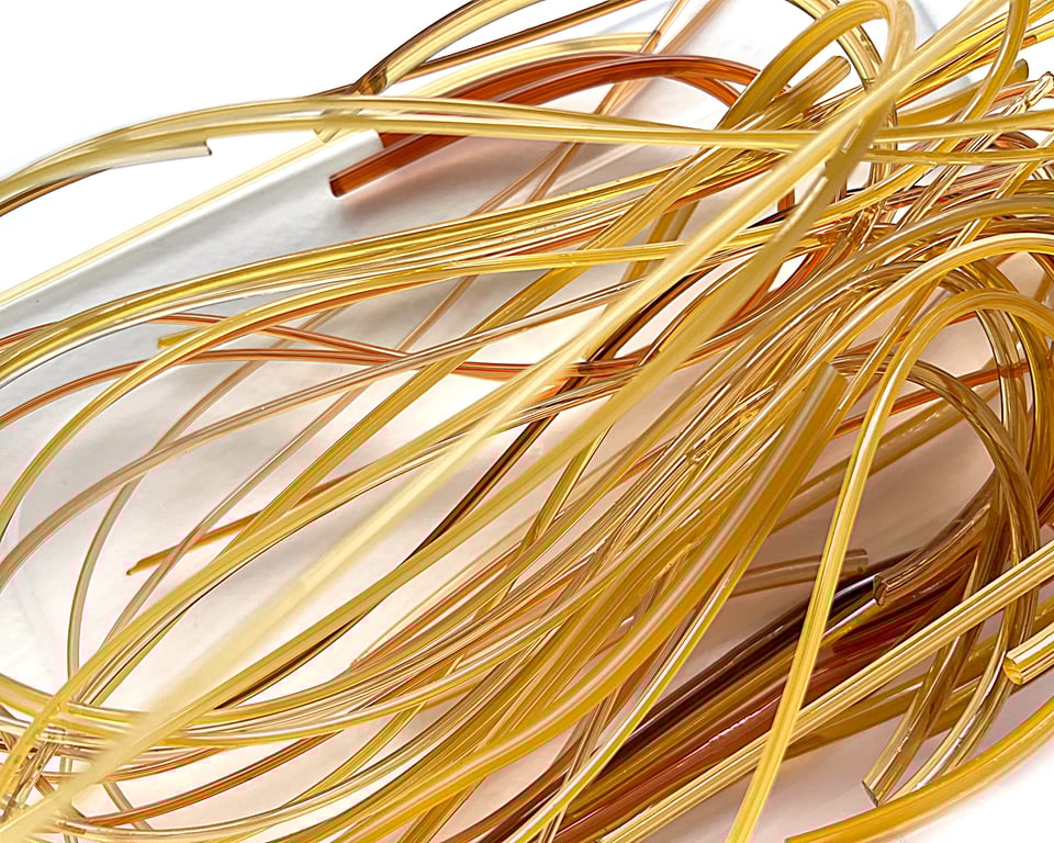 50g Mixed Amber Bullseye 90 coe glass Vitrigraph stringers