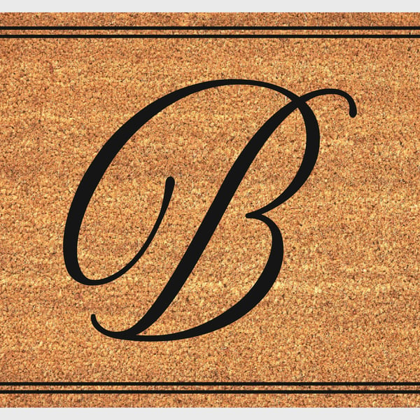 B Letter Door Mat - Monogram Letter B Welcome Mat - 3 Sizes