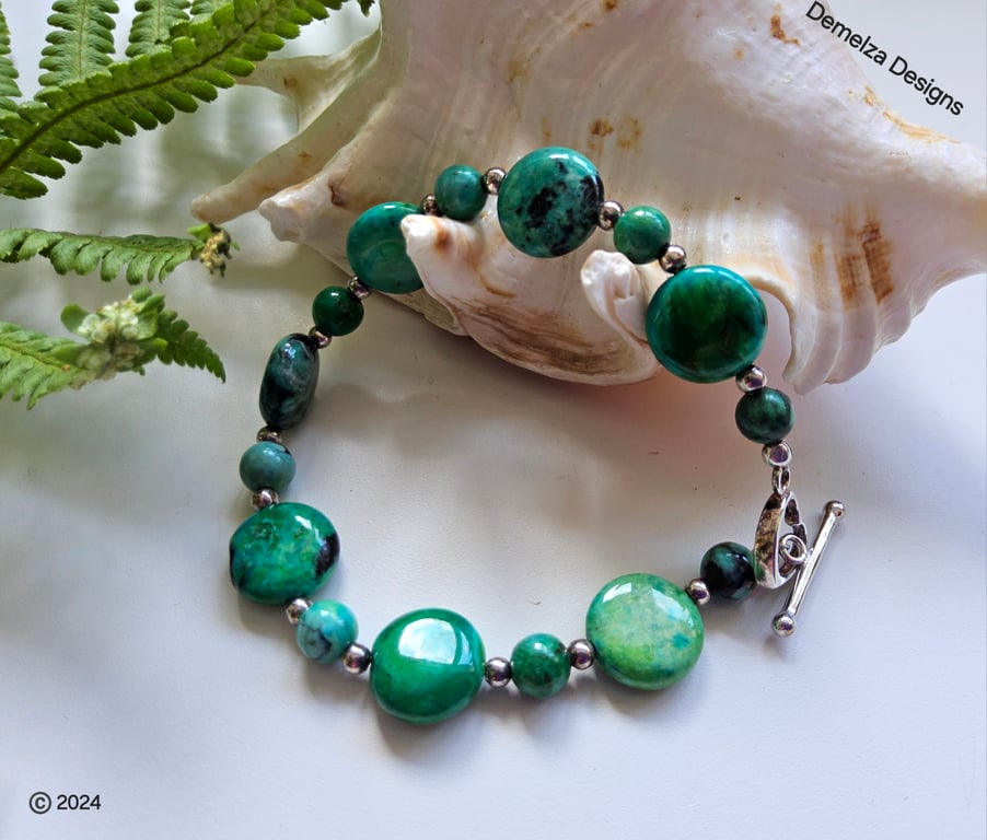 Designer Natural Turquoise Hand Made Sterling Silver Bracelet