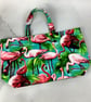 Flamingos tote bag, Tropical shopper, handmade in Sussex - Image 7