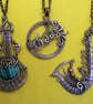 Antique copper Guitar pendant with Malachite - Image 3