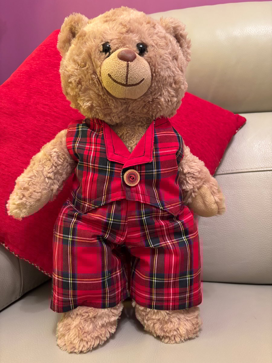 Teddy Red Tartan Outfit