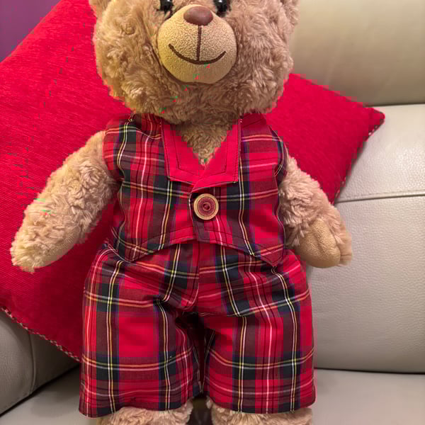 Teddy Red Tartan Outfit