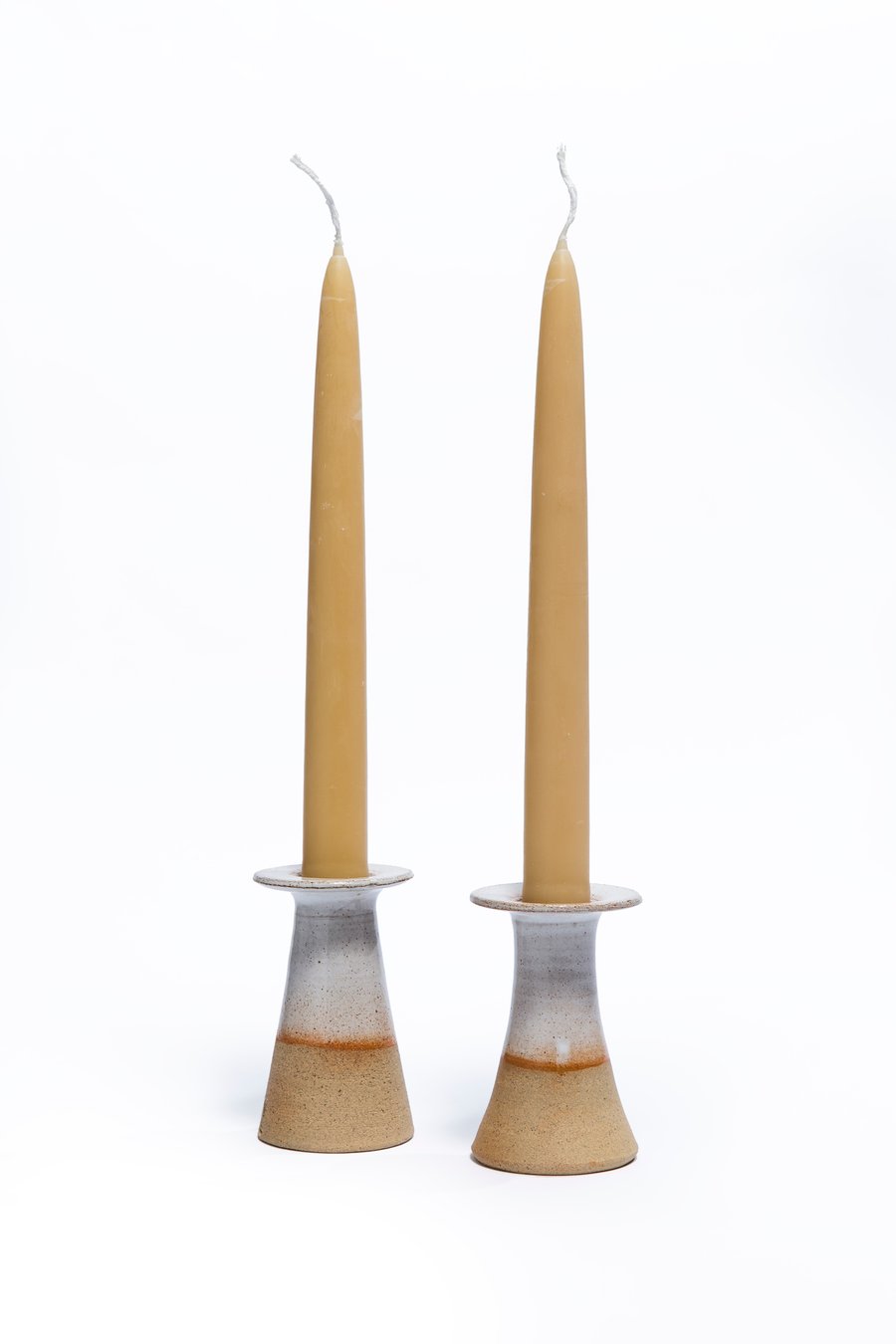 Handmade thrown white ceramic candle holder