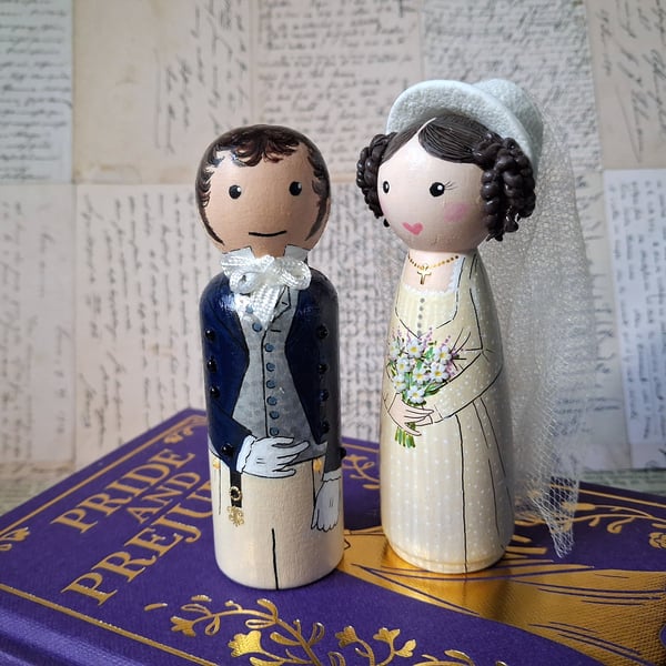 Pride and Prejudice wedding peg doll set. 