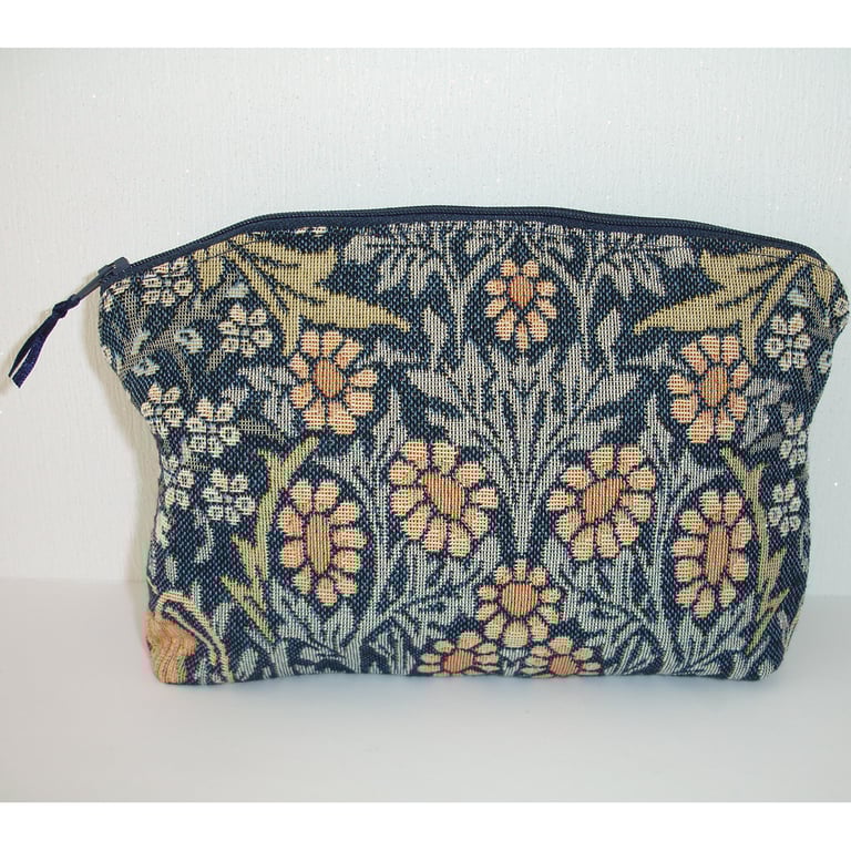 Cosmetics Bag William Morris Purse Travel Toiletries Bag Blackthorn Navy Blue