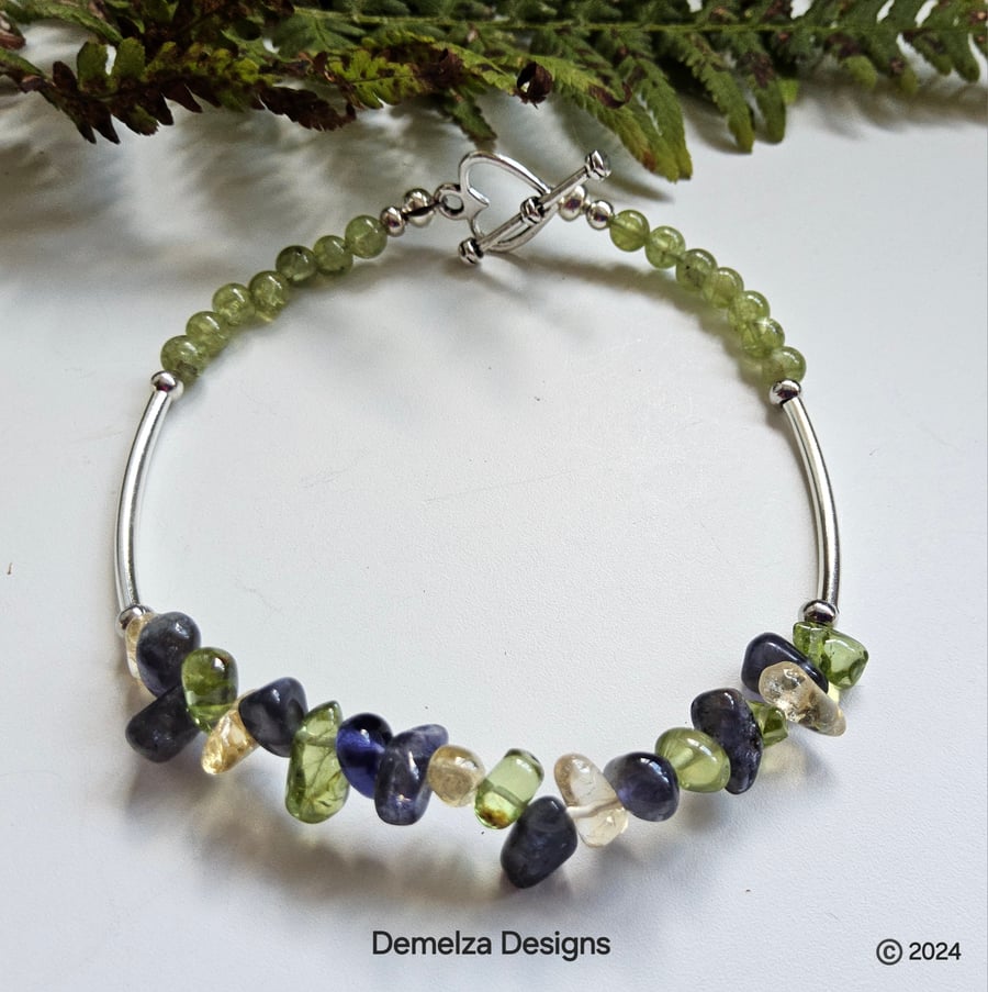 Designer Iolite Peridot & Citrine Bracelet 
