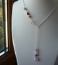 PINK & SILVER HEART, LARIAT DESIGN NECKLACE.  -  1010 - Image 3