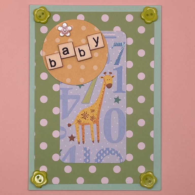giraffe themed baby card