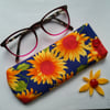 Glasses case - Yellow & blue sunflower and red polka dot design.