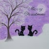Cat Christmas Card: Snow Cats Card, Christmas Art Card, Cats Snow Card, Children