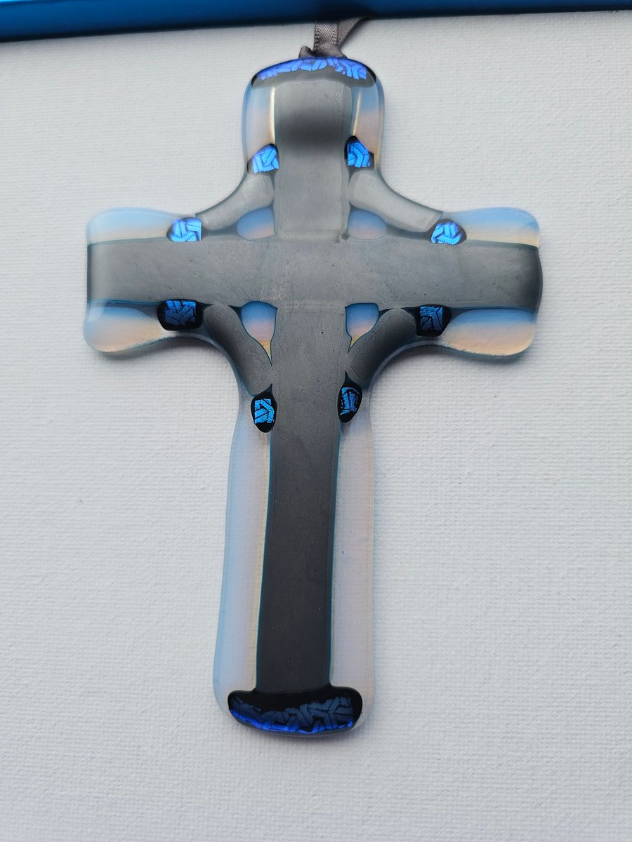 Fused Glass - Medium cross - Hanging decoration