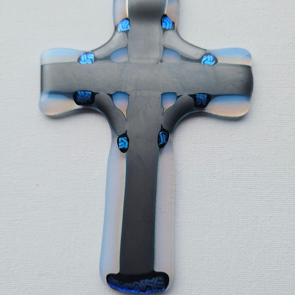 Fused Glass - Medium cross - Hanging decoration