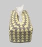 Tissue box cover in yellow (lemon) and grey stripes, handmade, - Image 2