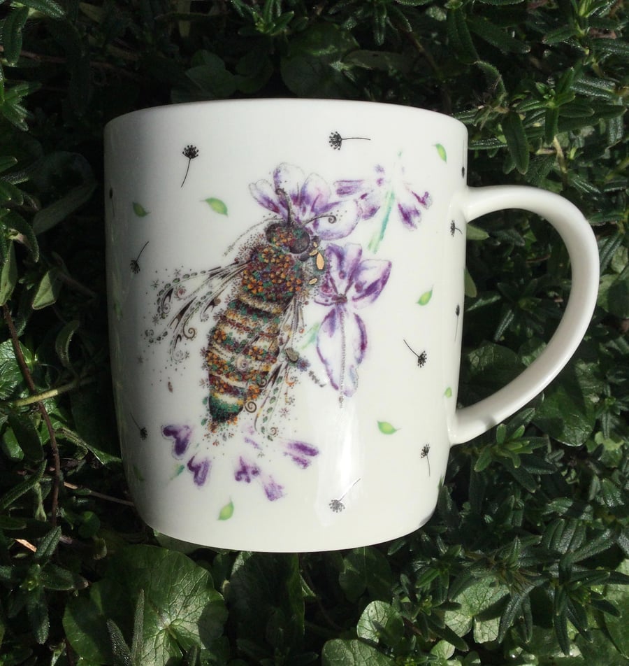 Bee and Lavender bone China mug