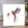 Pink Hummingbird blank greeting card