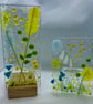 Fused glass hand-painted panel in a solid wood stand - Image 2