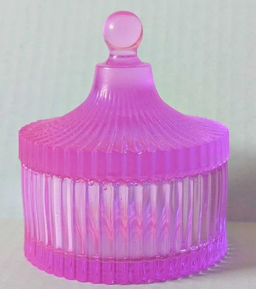 Small Fluted Pink Coloured Resin Jar